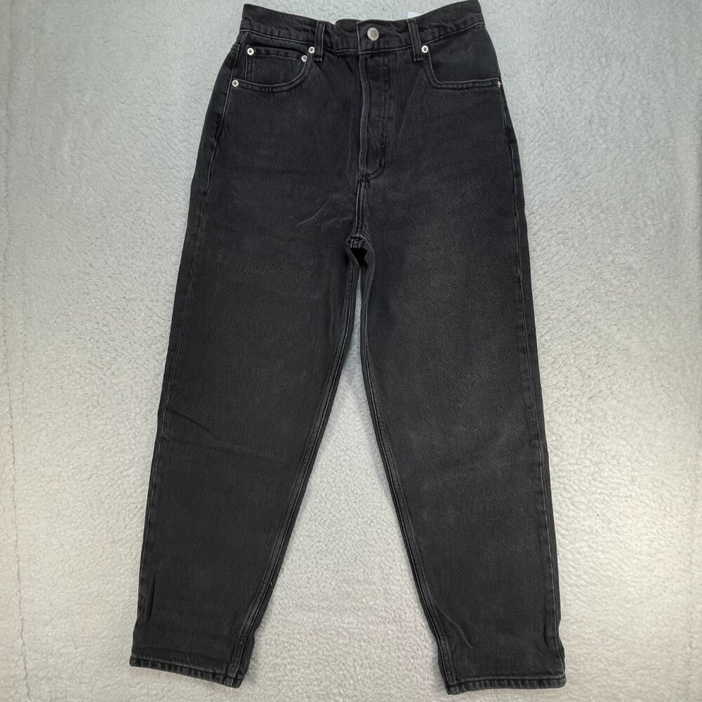 Triarchy Womens Size 26 Mid Rise Boyfriend Black Washed Denim Jeans 26x27